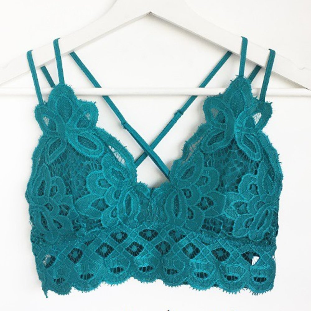 EDEN Harbor Blue Floral Padded Lace Bralette